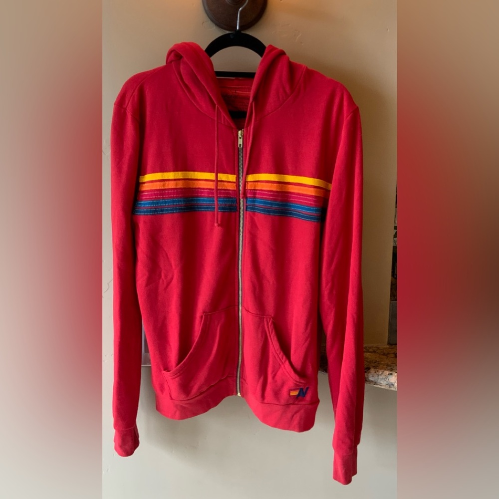 Aviator Nation 5 stripe zip up hoodie
